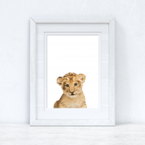 Baby Lion Wild Animal Unisex Nursery Children’s Room Wall Decor Print