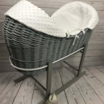 CUDDLES POD ROLLOVER WHITE DIMPLE ON GREY WICKER